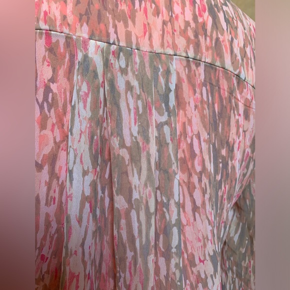 a.n.a M sheer blouse collarless 4 button front long sleeve convertible to 3/4” - Picture 6 of 14